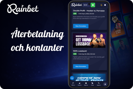 Rainbet Återbetalning och kontanter
