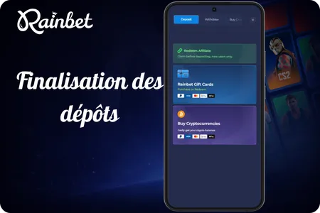 Rainbet Finalisation des dépôts