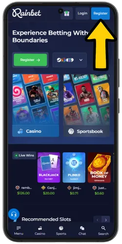 Rainbet how to register